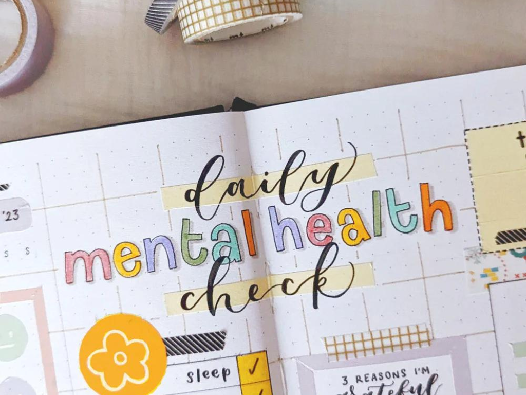 Daily mental health check spread using mt masking tape