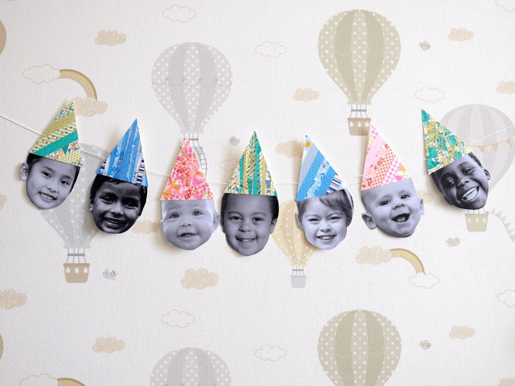 A playful party hat garland with Naomi Vona