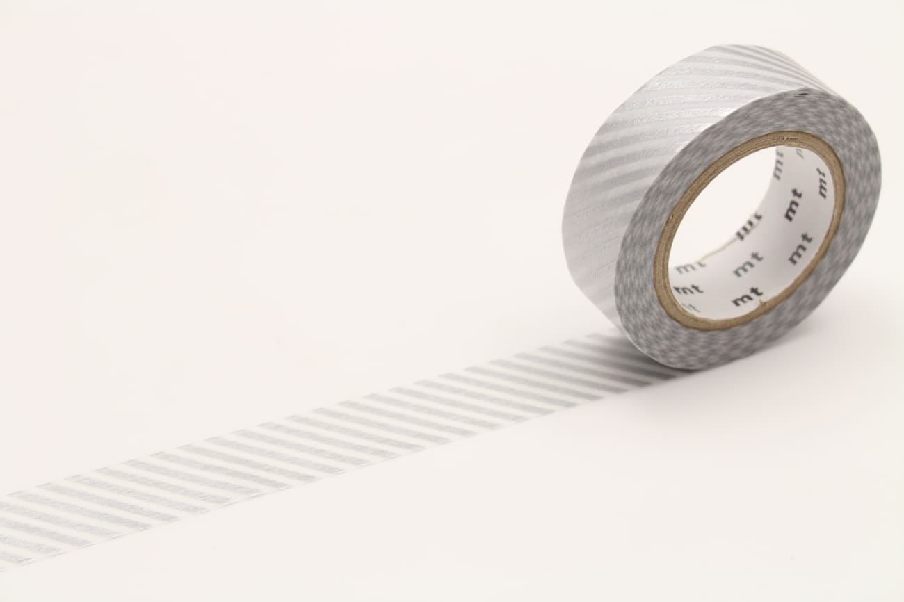 mt Basic - Stripe Silver - 15mm Washi Tape