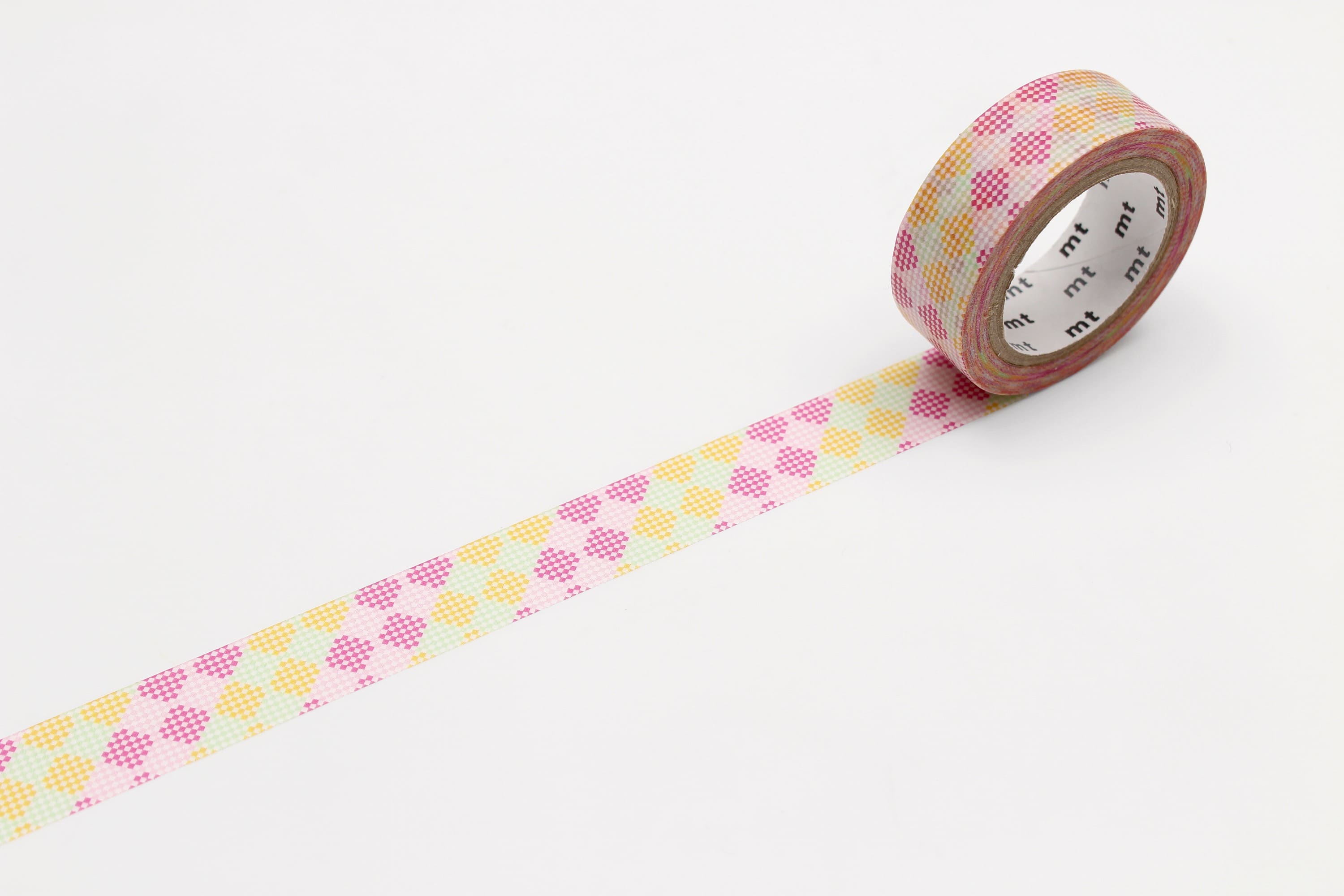 mt Basic - Checkers Stripe Pink - 15mm Washi Tape