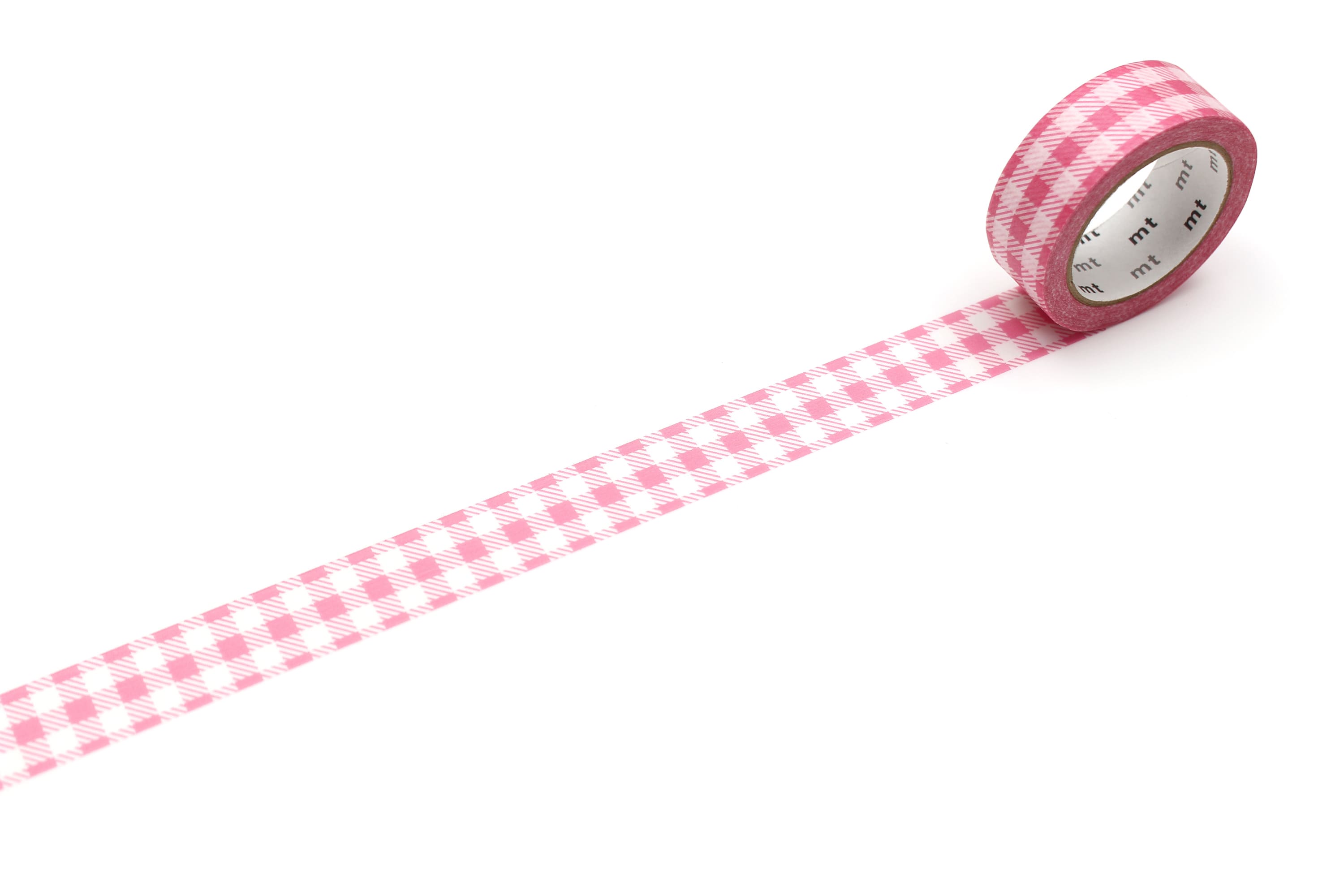 mt Basic - Stripe Checkered Pink - 15mm Washi Tape