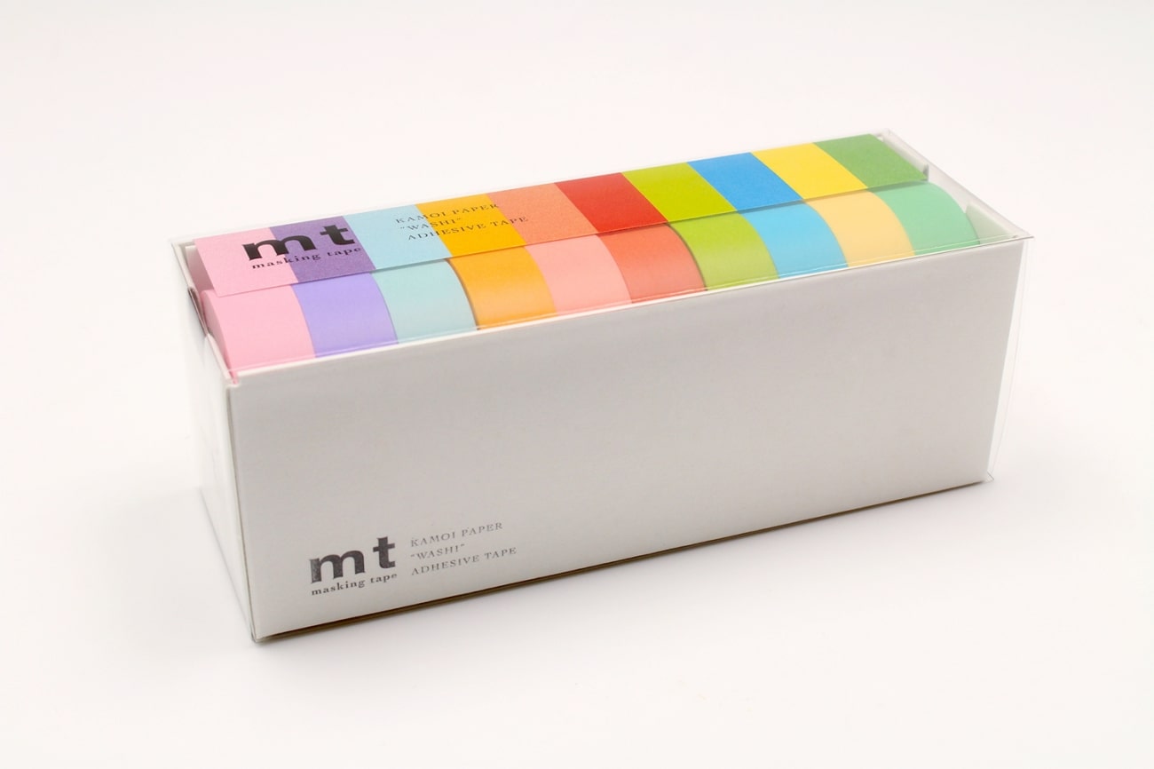 mt Basic - 10P Light Colour - Box of 10 - 15mm Washi Tape