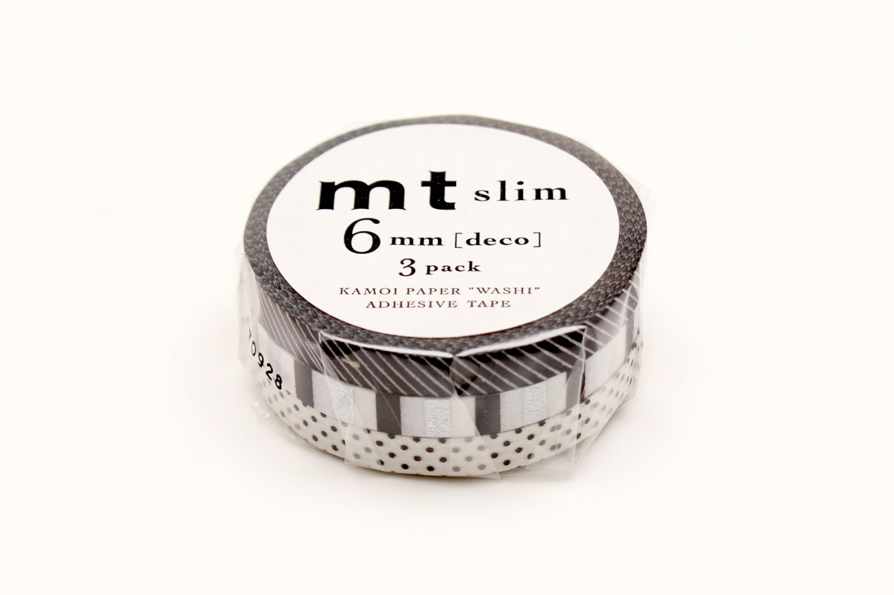 mt Basic - Slim Deco F - set of 3 x 6mm Washi Tape