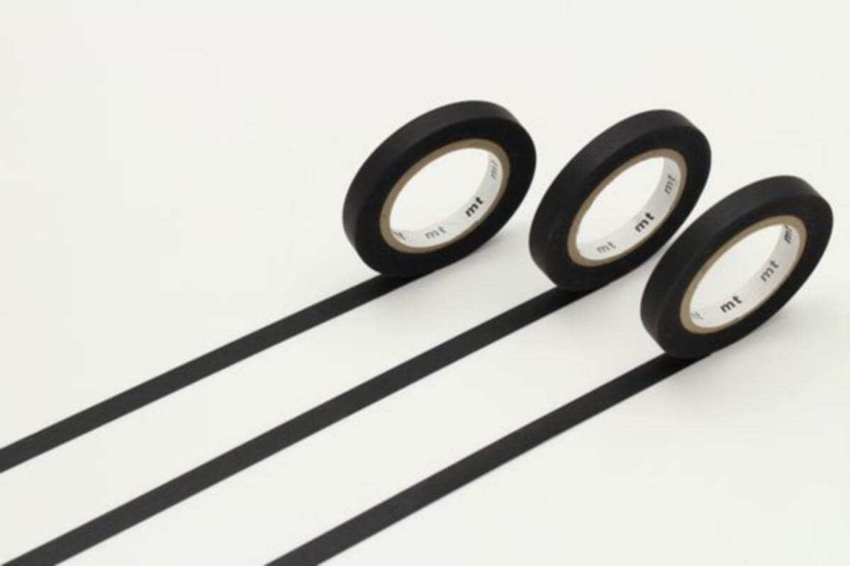 mt Basic - Slim Matte Black- 3 rolls of 6mm Washi Tape
