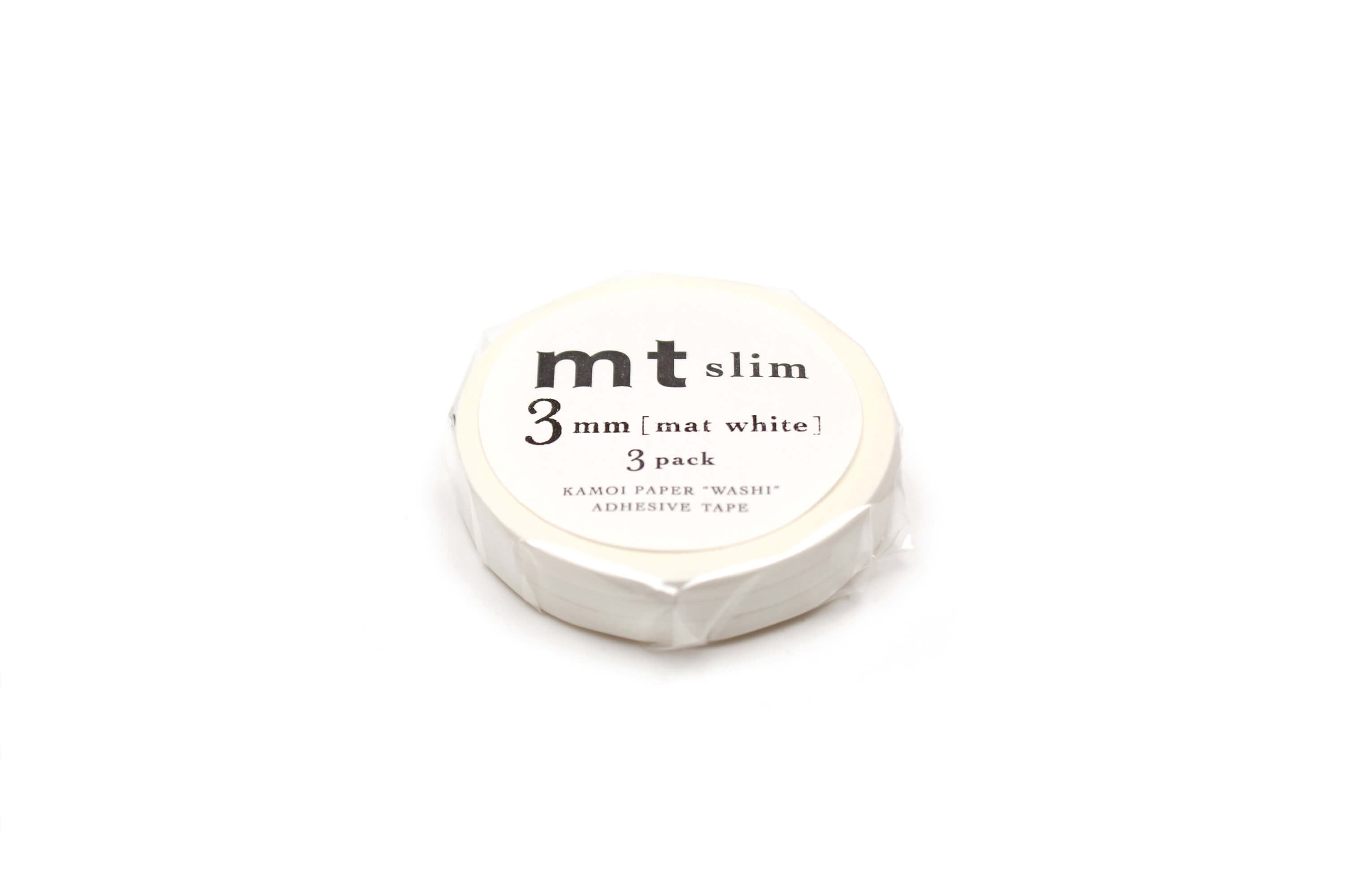 mt Basic - Slim Matte White - 3 rolls of 3mm Washi Tape