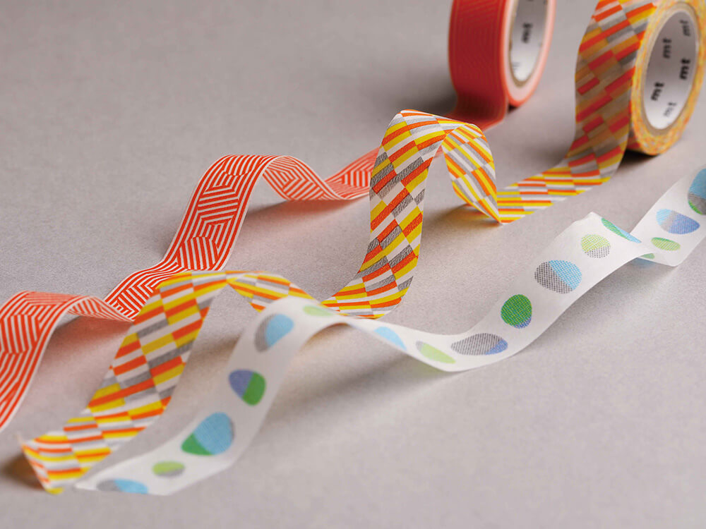 mt Basic - Border & Circle Orange - 15mm Washi Tape