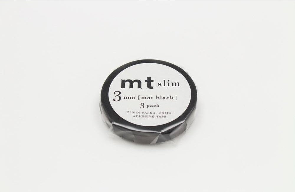mt Basic - Slim Matte Black - 3 rolls of 3mm Washi Tape