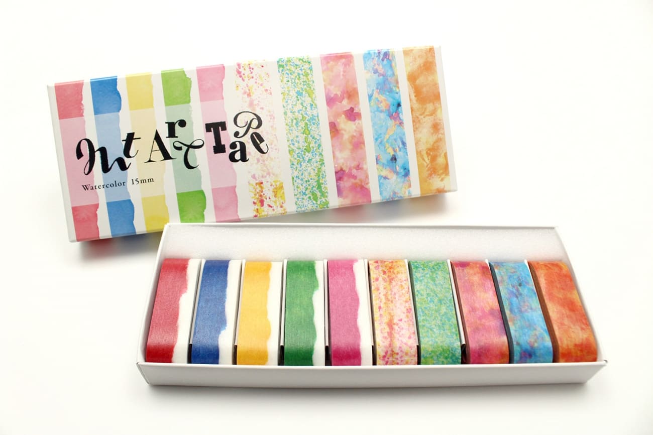 mt fab - Art Tape Watercolours - 15mm Washi Tape Set of 10