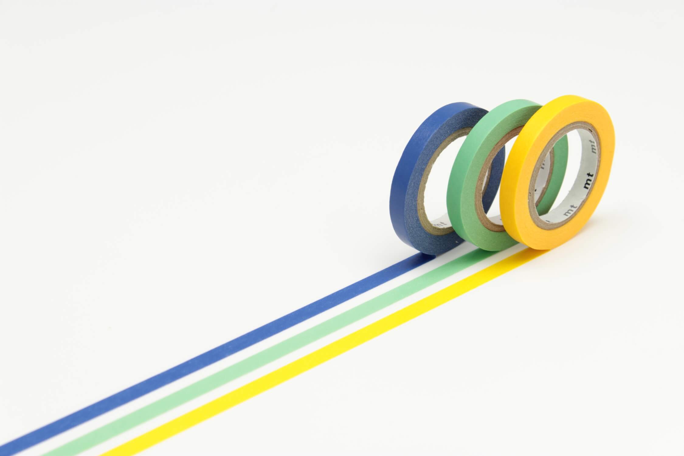 mt Basic - Slim Yellow, Wakamidori, Ruri - 3 rolls of 6mm Washi Tape