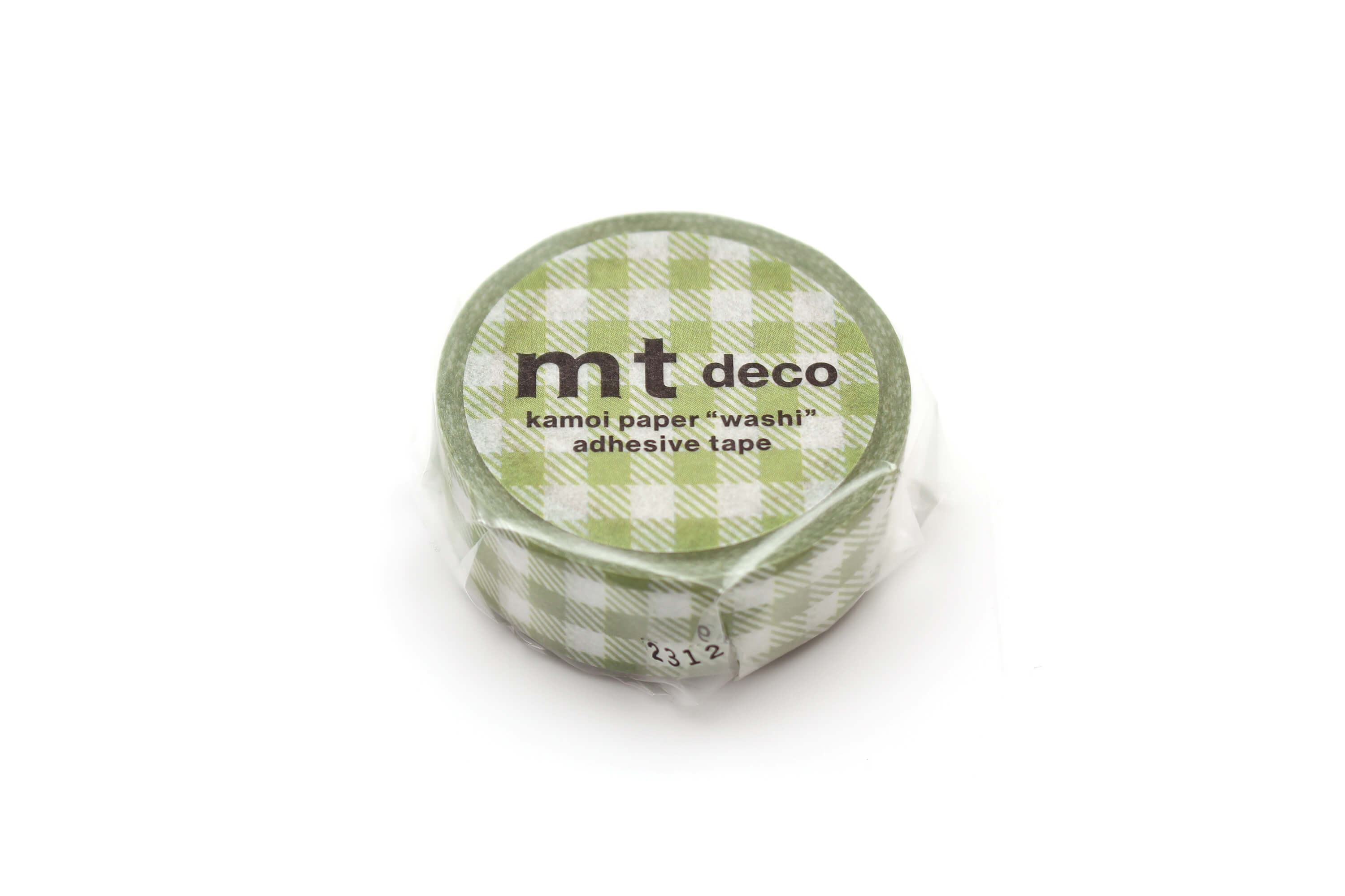 mt Basic - Stripe Checkered Light Moss Green - 15mm Washi Tape