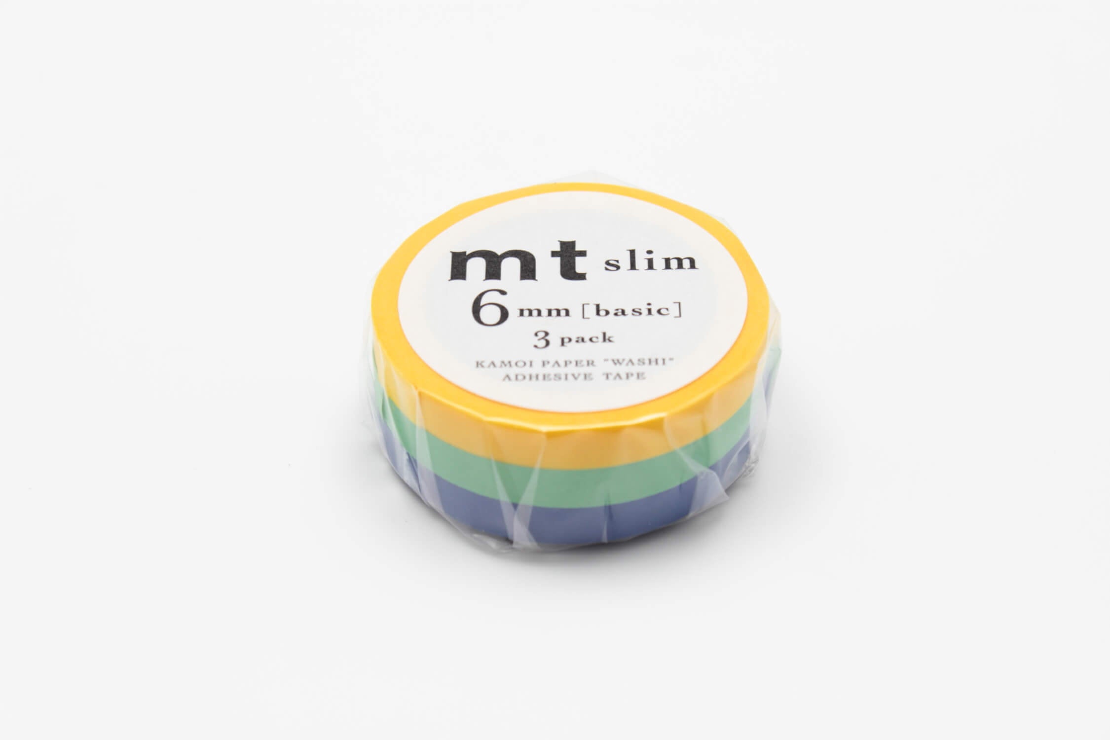 mt Basic - Slim Yellow, Wakamidori, Ruri - 3 rolls of 6mm Washi Tape