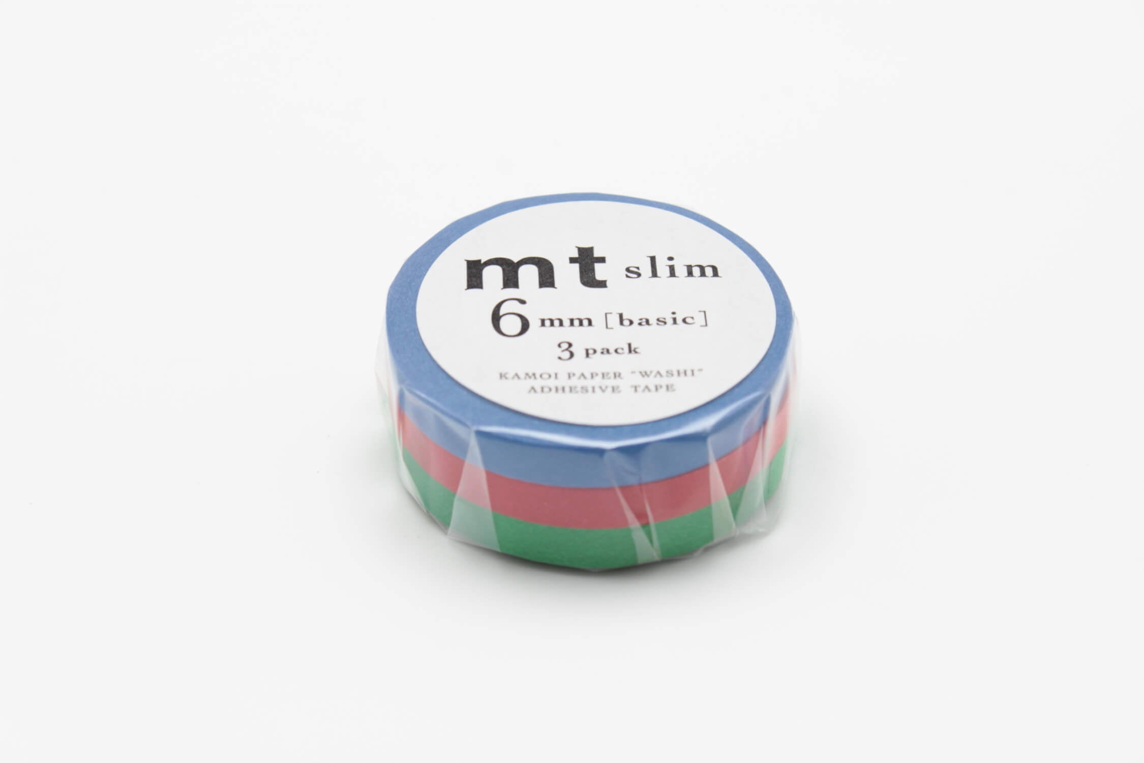 mt Basic - Slim Blue, Red, Green - 3 rolls of 6mm Washi Tape